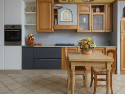 cucina legno chiaro e grigio